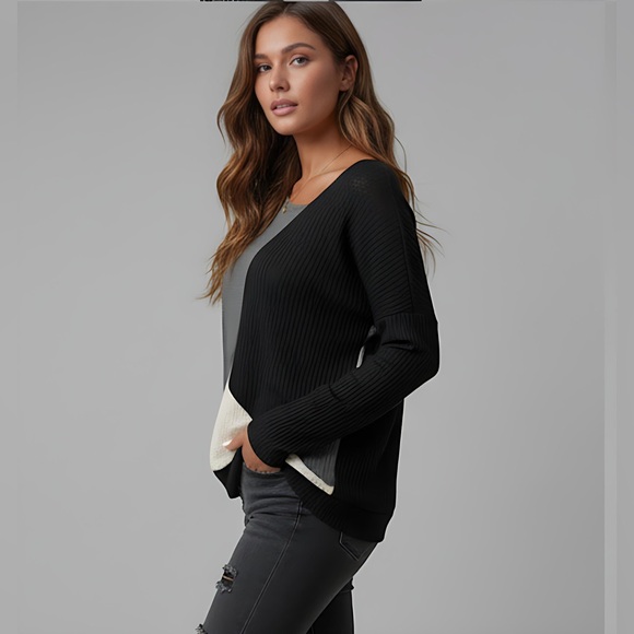 Color Block Asymmetrical Neck Tee - Picture 2 of 6